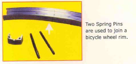 Two Spring Pins are used to join a bicycle wheel rim